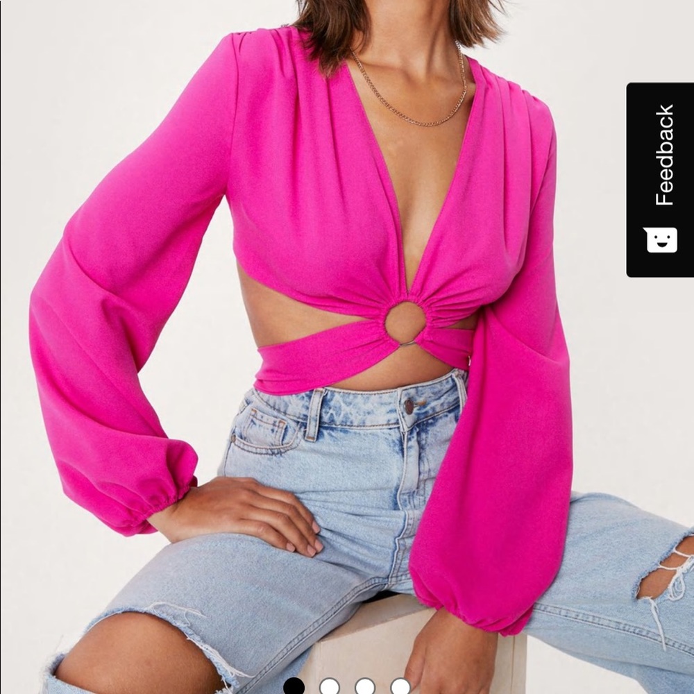 Nasty gal pink top with tie in back